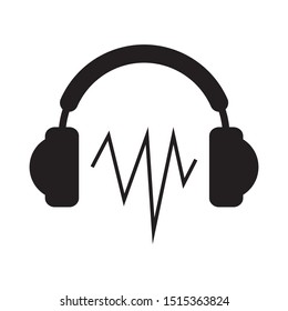 Headphone headset icon in flat style template