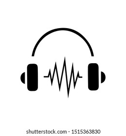 Headphone headset icon in flat style template