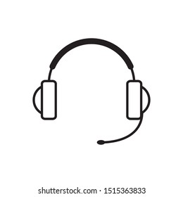 Headphone headset icon in flat style template