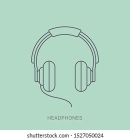 Headphone headset icon in flat style