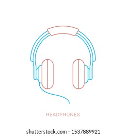 Headphone headset icon in flat style