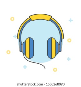 Headphone headset icon in flat style