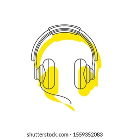 Headphone headset icon in flat style