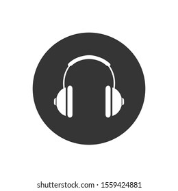 Headphone headset icon in flat style. Headphones vector illustration on white isolated background. Audio gadget business concept