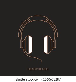 Headphone headset icon in flat style