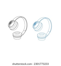 Headphone headset icon in flat style. Headphones illustration on white isolated background. Audio gadget business concept.music headphones black simple isolated icon eps10