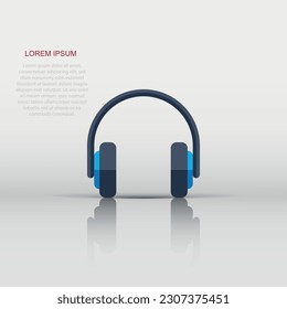 Headphone headset icon in flat style. Headphones vector illustration on white isolated background. Audio gadget business concept.