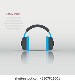 Headphone headset icon in flat style. Headphones vector illustration on white isolated background. Audio gadget business concept.