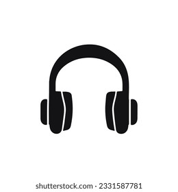 Icono de auriculares con micrófono en estilo plano. Ilustración vectorial de audífonos sobre fondo aislado blanco. Concepto de negocio de gadgets de audio.