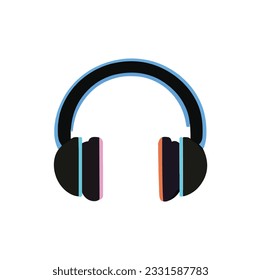 Icono de auriculares con micrófono en estilo plano. Ilustración vectorial de audífonos sobre fondo aislado blanco. Concepto de negocio de gadgets de audio.