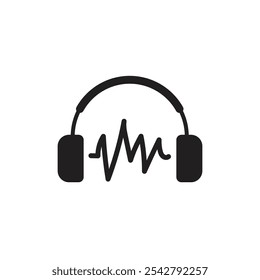 Icono de auriculares en estilo plano. Ilustración vectorial de auriculares sobre fondo aislado blanco. Concepto de negocio de gadgets de audio.