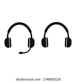 Headphone headset icon good for audio gadget, support, call center. Headphones with microphone. Headphones vector illustration on white isolated background. 