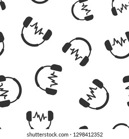 Headphone headset icon seamless pattern background. Headphones vector illustration. Audio gadget symbol pattern.