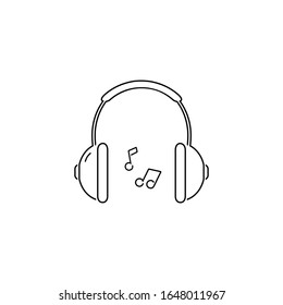 Headphone headset line icon in flat style. Headphones vector illustration on white isolated background. Audio gadget business concept