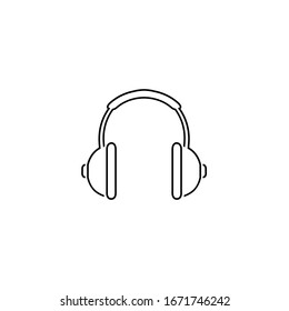 Headphone headset line icon in flat style. Headphones vector illustration on white isolated background. Audio gadget business concept