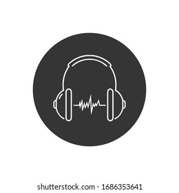 Headphone headset line icon in flat style. Headphones vector illustration on white isolated background. Audio gadget business concept