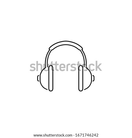 Headphone headset line icon in flat style. Headphones vector illustration on white isolated background. Audio gadget business concept