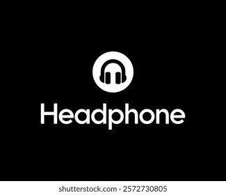 Headphone Headset Listen Music Sound Audio Circle Round Emblem Vector Logo Design Illustration