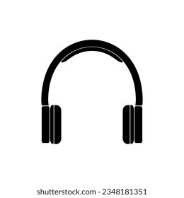 Headphone or Headset Silhouette for Icon, Symbol, Logo Type, Pictogram, Apps, Website, Art Illustration or Graphic Design Element. Vector Illustration