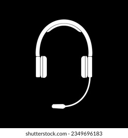 Headphone or Headset Silhouette for Icon, Symbol, Logo Type, Pictogram, Apps, Website, Art Illustration or Graphic Design Element. Vector Illustration