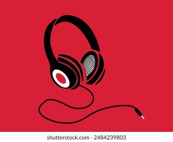 Headphone hear listen music podcast illustration