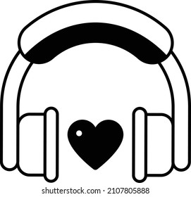 headphone with heart Concept, Earmuff vector Icon design, Love and romance symbol, Valentines Day Sign, fascination and glamour stock illustration