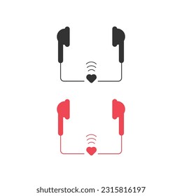 Headphone and Heart Shape Icon Vector Design.