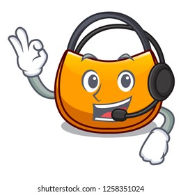 With headphone hobo bag shape on a cartoon