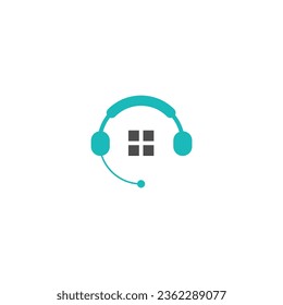 imagen vectorial del logotipo del hogar de auriculares