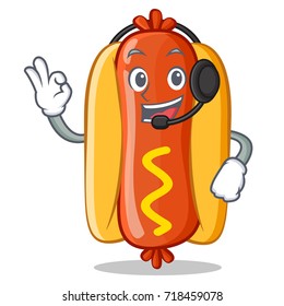 With Headphone Hot Dog Cartoon Character