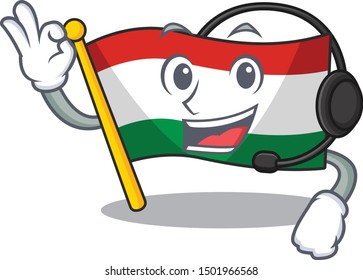 With headphone hungary flag folded in character drawer