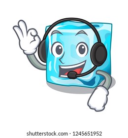 With headphone ice cubes on the cartoon funny