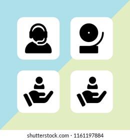 headphone icon. 4 headphone set with customer service, customer and music and multimedia vector icons for web and mobile app
