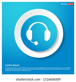 Headphone icon Abstract Blue Web Sticker Button - Free vector icon
