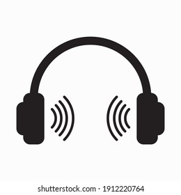 headphone icon with black color.music sign