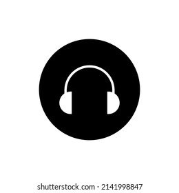 Headphone icon in black round