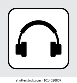 Headphone icon, black silhouette. Vector illustration