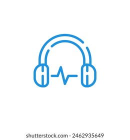 Headphone icon with blue linear design