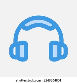 Icono de audífono en azul sobre multimedia, uso para presentación de aplicaciones móviles en sitios web