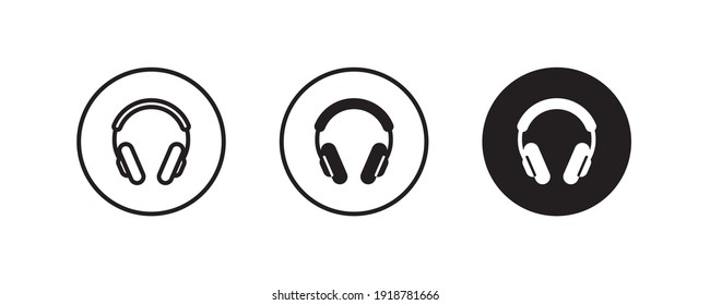 icono de auriculares, botón, vector, signo, símbolo, logotipo, ilustración, trazo editable y estilo de diseño plano aislado en pictograma lineal blanco