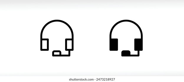 headphone icon, button, vector, sign, symbol, logo, illustration, editable stroke and flat design style isolated on white linear pictogram