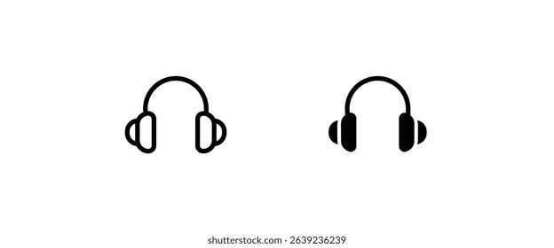 headphone icon, button, vector, sign, symbol, logo, illustration, editable stroke and flat design style isolated on white linear pictogram