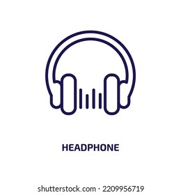 icono de auriculares de la colección de cine. Auriculares lineales delgados, auriculares, icono de contorno de música aislado en fondo blanco. Señal de auriculares con vector de línea, símbolo para web y móvil
