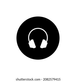 Headphone icon circle background black color editable. Headset icon. Audio icon. audio player icon.