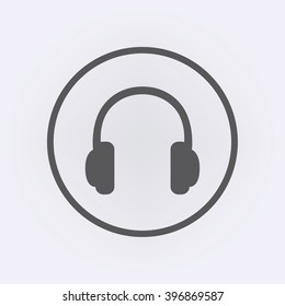 Headphone icon in circle . Vector illustration