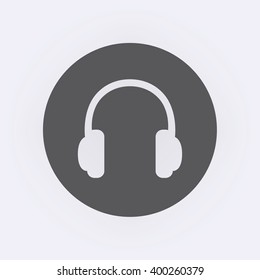 Headphone icon in circle . Vector illustration