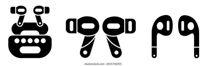 Kopfhörersymbol. Sammlung, Vektorgrafik von Symbolen für Unternehmen. Schwarzes Icon-Design.