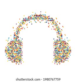 Headphone icon, colorful dot style  