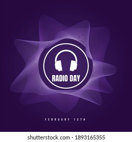 Headphone icon design with audio wave vector illustration. Good template for world radio or music day design.