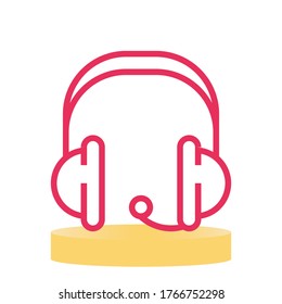 Headphone Icon Design with Red Color Style